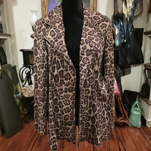 Leopard Print Trench Coat Faux Suede